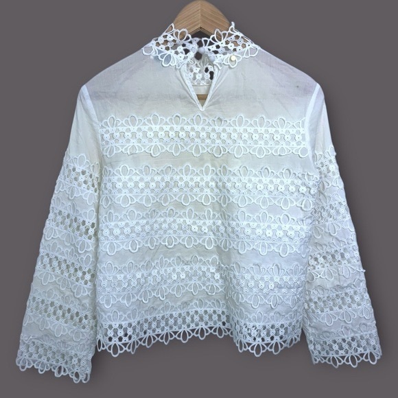 Anthropologie Harlyn Lita Eyelet Lace Blouse - Picture 5 of 10